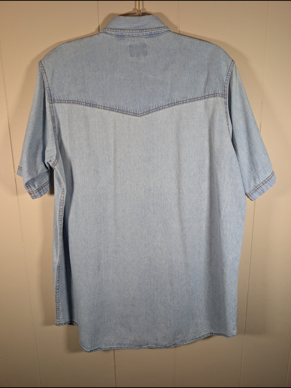 Ely Cattleman Denim Western Shirt Tall Man LT Light Wash Pearl Snap Cowboy - Picture 6 of 8